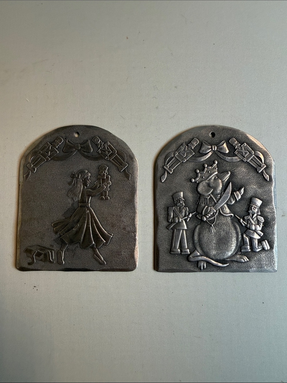 Vintage Wendell August limited edition pair of Clara and mouse king ornaments